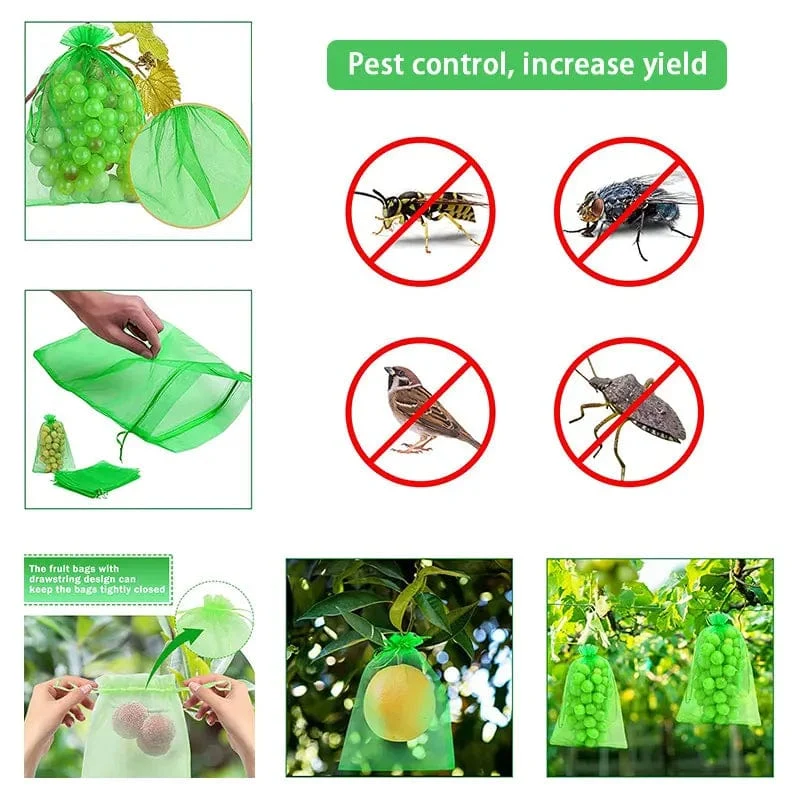 Obstschutzbeutel, 100 Stück, Trauben-Netzbeutel, Schädlingsbekämpfung, Anti-Vogel, Gemüse, Obst, Netz, Gartenpflanzer, Erdbeer-Wachstumsbeutel