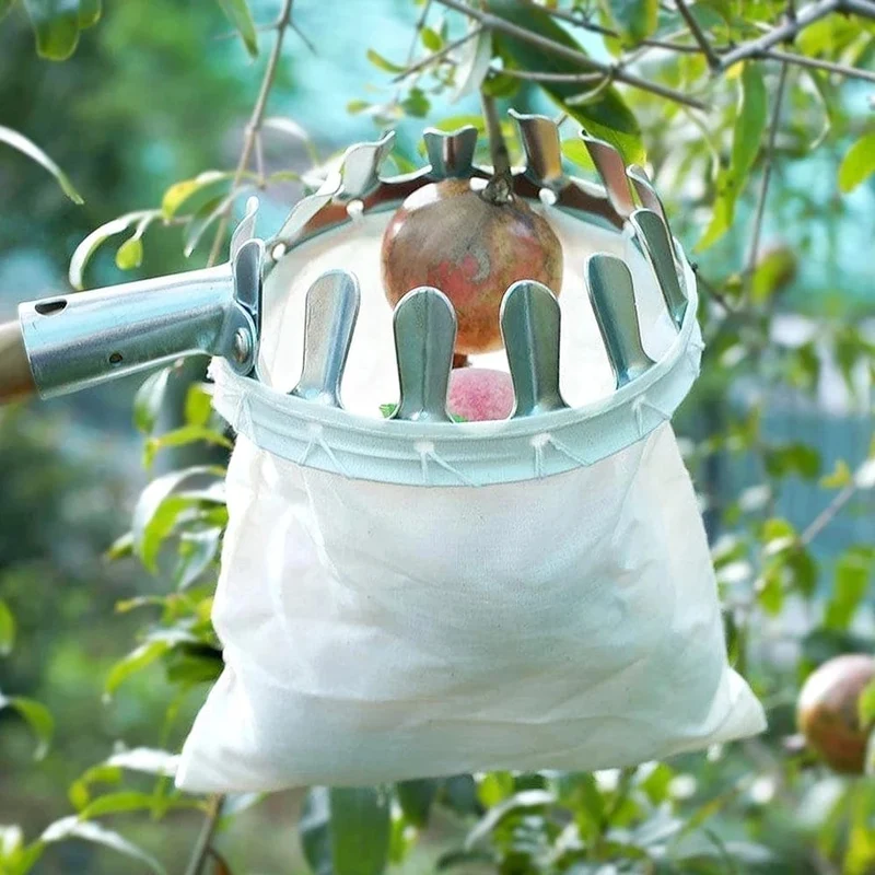 Metall Obstpflücker Obstgarten Gartenarbeit Apfel Pfirsich Hohe Baumpflückwerkzeuge Obstfänger Sammler Gartengeräte