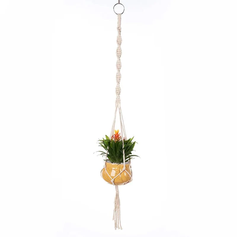 Makramee-Pflanzenaufhänger für den Innenbereich, zum Aufhängen, Pflanzkorb, gewebtes Baumwollseil, Blumentopf, gehäkelter Pflanzenhalter, Ständer für Boho-Heimdekoration