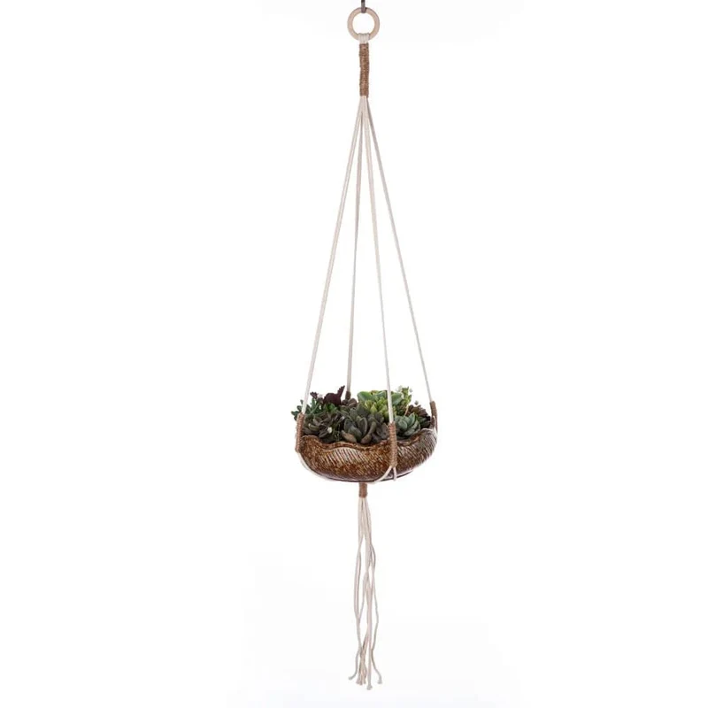 Makramee-Pflanzenaufhänger für den Innenbereich, zum Aufhängen, Pflanzkorb, gewebtes Baumwollseil, Blumentopf, gehäkelter Pflanzenhalter, Ständer für Boho-Heimdekoration