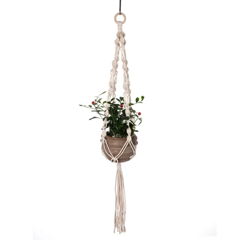Makramee-Pflanzenaufhänger für den Innenbereich, zum Aufhängen, Pflanzkorb, gewebtes Baumwollseil, Blumentopf, gehäkelter Pflanzenhalter, Ständer für Boho-Heimdekoration