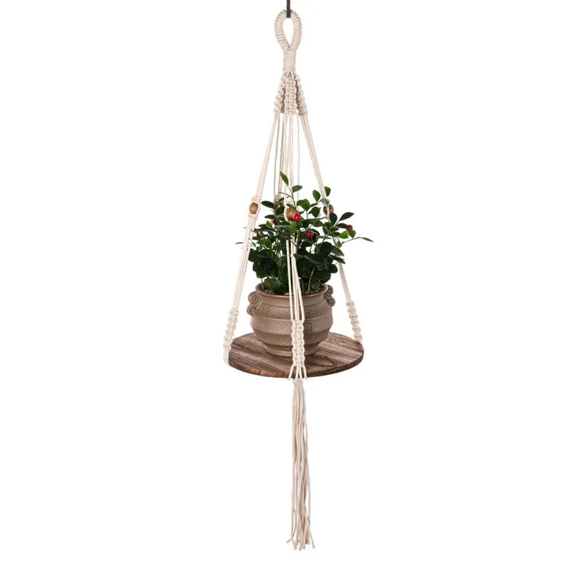 Makramee-Pflanzenaufhänger für den Innenbereich, zum Aufhängen, Pflanzkorb, gewebtes Baumwollseil, Blumentopf, gehäkelter Pflanzenhalter, Ständer für Boho-Heimdekoration