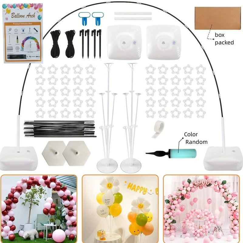 1 Set, Ballonbogen-Ständer-Set, verstellbarer Ballonbogen-Rahmen, Wasserfüllbasis, wiederverwendbares Hintergrund-Ständer-Set, verwendet für Geburtstagsfeier, Abschlussfeier, Hochzeit, Braut, Geschenk, Treffen