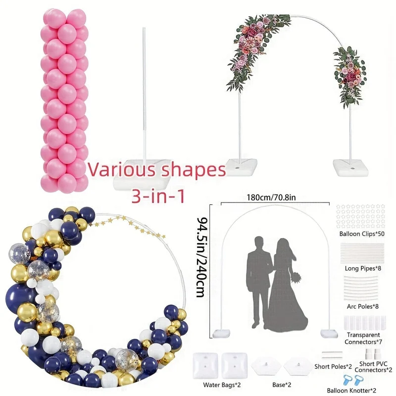 1 Set, Ballonbogen-Ständer-Set, verstellbarer Ballonbogen-Rahmen, Wasserfüllbasis, wiederverwendbares Hintergrund-Ständer-Set, verwendet für Geburtstagsfeier, Abschlussfeier, Hochzeit, Braut, Geschenk, Treffen