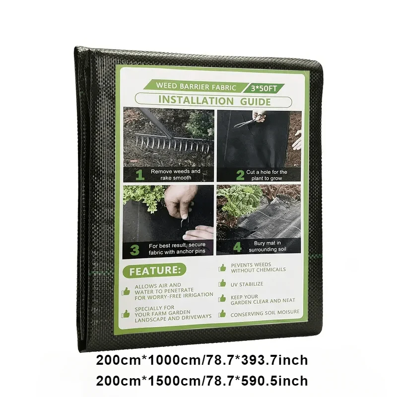 1 Rolle Garten- und Landschaftsstoff, Unkrautsperre, robuste Auffahrt, Gartenmatte, Polypropylen, Bodendecker, Blumen, Gemüse, Hochbeete, Rasen, Hof, Landschaftsbau, Schwarz