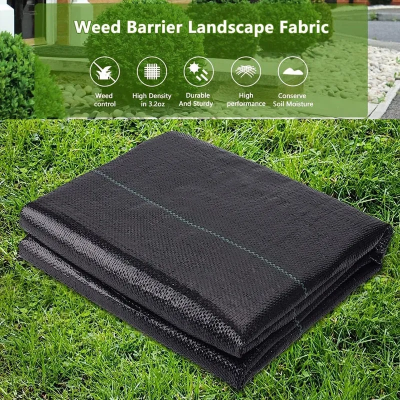 1 Packung, Garten-Unkrautschutz-Landschaftsstoff, Unkrautblocker-Stoff, gewebter Mulch für die Landschaftsgestaltung, Bodendecker-Unkrautbekämpfungsstoff, schwarze Gartenbetteinlage