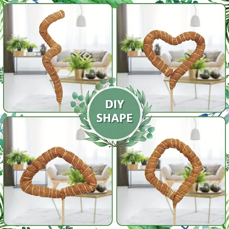 1 Stück DIY-förmige Pflanzen-Kletterstange, biegsamer brauner Kokosnuss-Stab, Pflanzen-Kletter-Rattan-Säule, Gartenpflanzen-Stützgestell, künstlicher brauner Kokosnuss-Stab