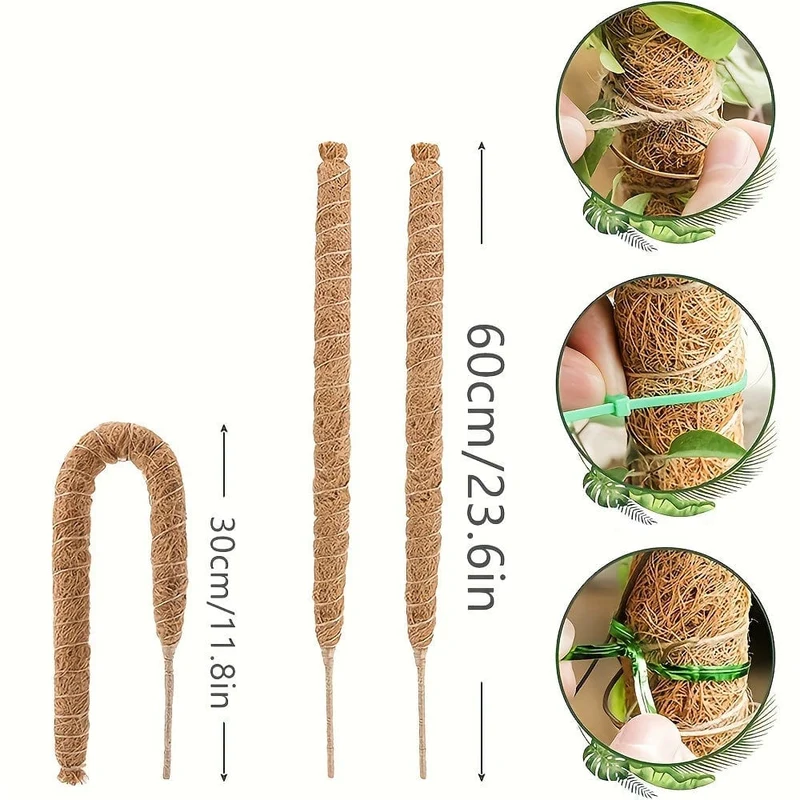 1 Stück DIY-förmige Pflanzen-Kletterstange, biegsamer brauner Kokosnuss-Stab, Pflanzen-Kletter-Rattan-Säule, Gartenpflanzen-Stützgestell, künstlicher brauner Kokosnuss-Stab
