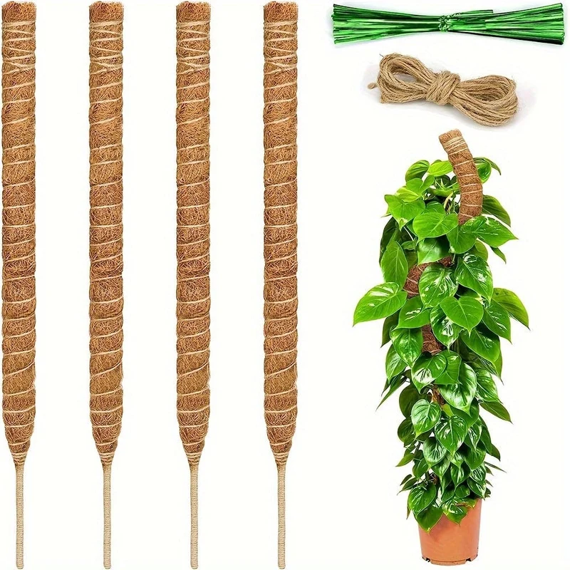 1 Stück DIY-förmige Pflanzen-Kletterstange, biegsamer brauner Kokosnuss-Stab, Pflanzen-Kletter-Rattan-Säule, Gartenpflanzen-Stützgestell, künstlicher brauner Kokosnuss-Stab