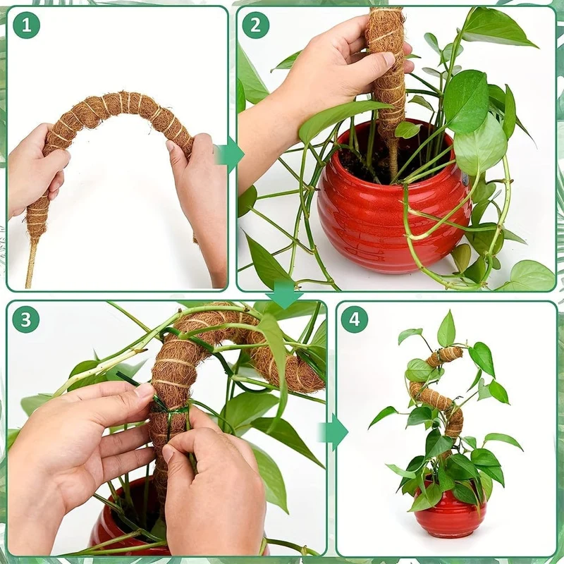 1 Stück DIY-förmige Pflanzen-Kletterstange, biegsamer brauner Kokosnuss-Stab, Pflanzen-Kletter-Rattan-Säule, Gartenpflanzen-Stützgestell, künstlicher brauner Kokosnuss-Stab