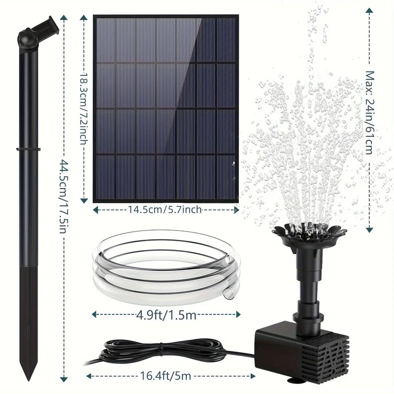1 Stück, Solarbrunnenpumpe, solarbetriebener Wasserbrunnen, Solarbrunnen-Vogelbadpumpe, freistehende tragbare schwimmende solarbetriebene Wasserbrunnenpumpe Eigenständige tragbare schwimmende Solartrinkwasserpumpe für Gartenpool