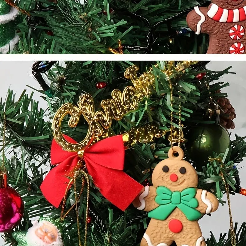 10 Stück Mini-Lebkuchenmann-Ornamente für den Weihnachtsbaum, verschiedene Lebkuchenfiguren aus Kunststoff, Ornamente für Weihnachtsbaum-Hängedekorationen, 3.81 cm Höhe