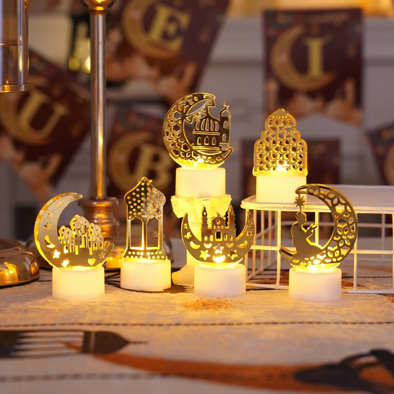 6er-Pack Ramadan-Dekorationslichter, Eid-Dekorationen, Ramadan Eid-Lichter, dekorative Tischlichter, Ramadan-LED-Lichter, geeignet für Ramadan Outdoor Home Mubarak Eid-Dekorationen Ramadan