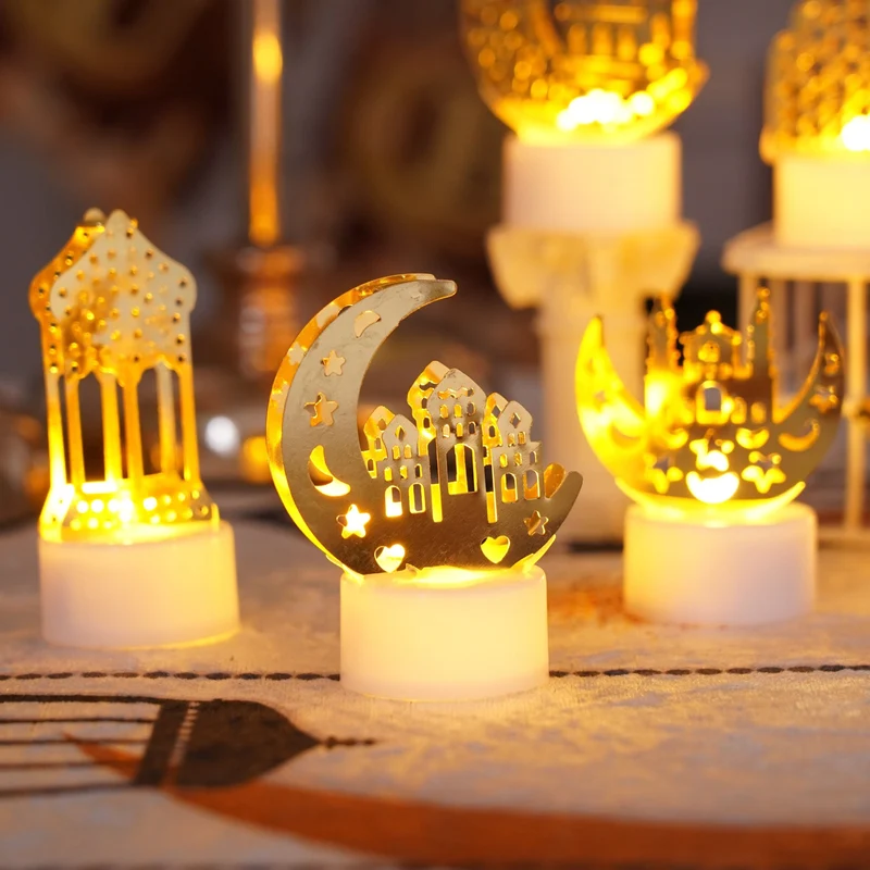 6er-Pack Ramadan-Dekorationslichter, Eid-Dekorationen, Ramadan Eid-Lichter, dekorative Tischlichter, Ramadan-LED-Lichter, geeignet für Ramadan Outdoor Home Mubarak Eid-Dekorationen Ramadan