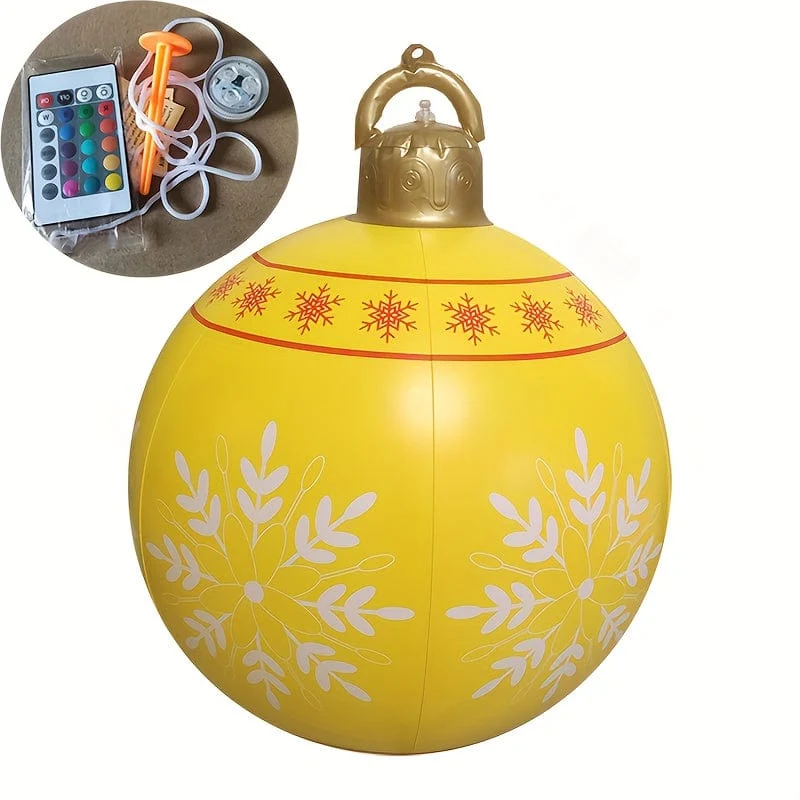 1 x aufblasbarer Weihnachts-Schneeflocken-Ball, 60.96 cm, aufblasbarer Weihnachts-Dekorationsball aus PVC für Outdoor, Garten, Rasen, Terrasse, Hof, Kunstdekoration