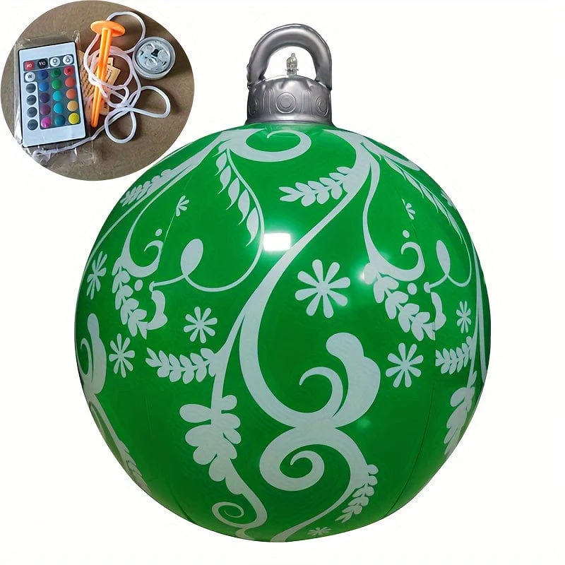 1 x aufblasbarer Weihnachts-Schneeflocken-Ball, 60.96 cm, aufblasbarer Weihnachts-Dekorationsball aus PVC für Outdoor, Garten, Rasen, Terrasse, Hof, Kunstdekoration