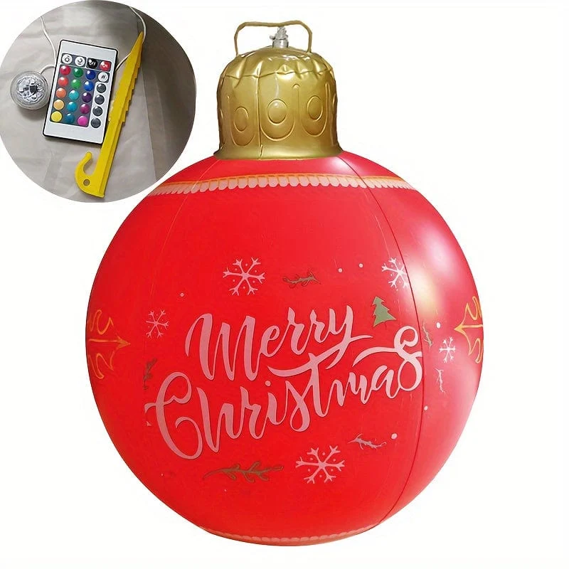 1 x aufblasbarer Weihnachts-Schneeflocken-Ball, 60.96 cm, aufblasbarer Weihnachts-Dekorationsball aus PVC für Outdoor, Garten, Rasen, Terrasse, Hof, Kunstdekoration