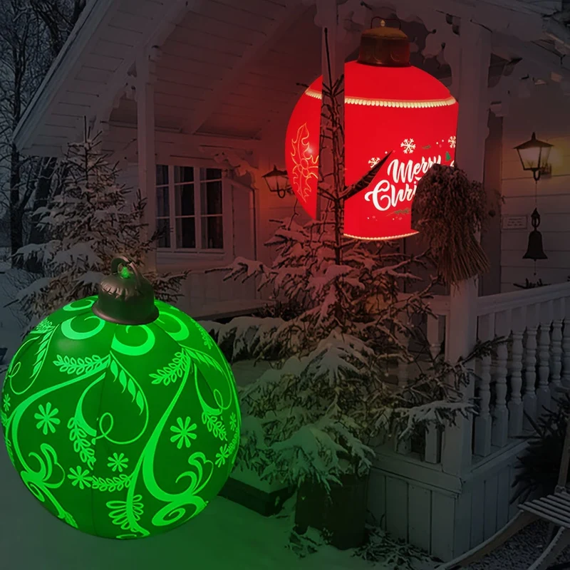 1 x aufblasbarer Weihnachts-Schneeflocken-Ball, 60.96 cm, aufblasbarer Weihnachts-Dekorationsball aus PVC für Outdoor, Garten, Rasen, Terrasse, Hof, Kunstdekoration
