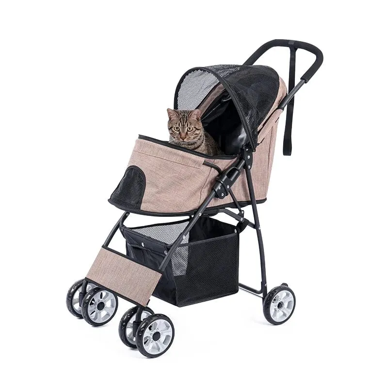 Faltbarer Haustier-Kinderwagen mit 4 Rädern, Reisekinderwagen für Hunde, Jogger mit Ablagekorb für Welpen, Katzen, Haustierbedarf für den Außenbereich
