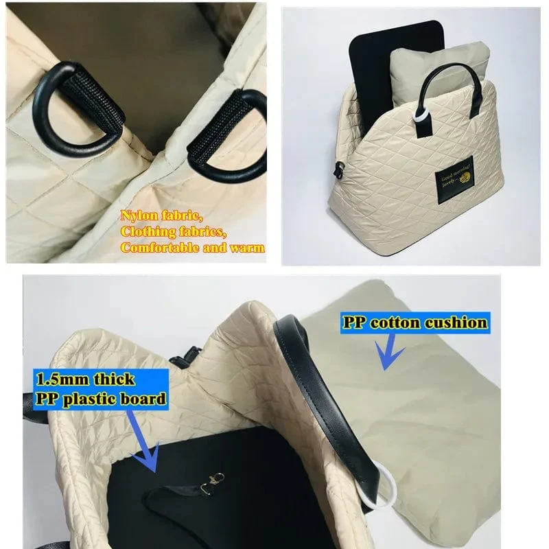 Tragbare warme Hundehütte, Hundetragetasche, Autositzkontrolle, rutschfeste Hundetrage, sicher, Welpen-/Katzen-/Haustierbett, Chihuahua-Haustierprodukte