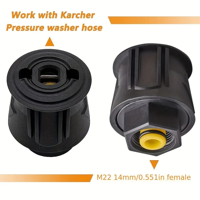 Rüsten Sie Ihren Hochdruckreiniger mit einem 1-teiligen Hochdruck-Schnellmontageadapter auf – kompatibel mit Schläuchen der K2-K7-Serie und M22-14-mm-Innengewinde