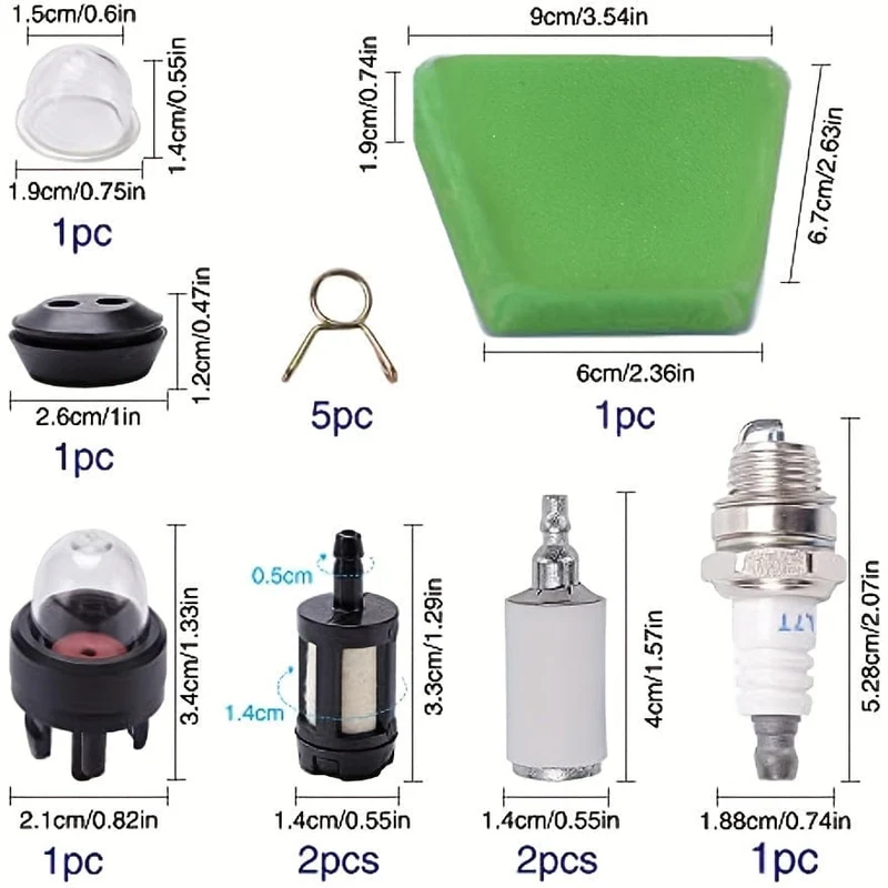 17-teiliges Kraftstoffrohr-Set, flexible Kraftstoffrohre, Benzinfilter, Primerbirne, Dichtungsrohr, Kerze, Bürste für Bürste, Kettensäge, 30 cm