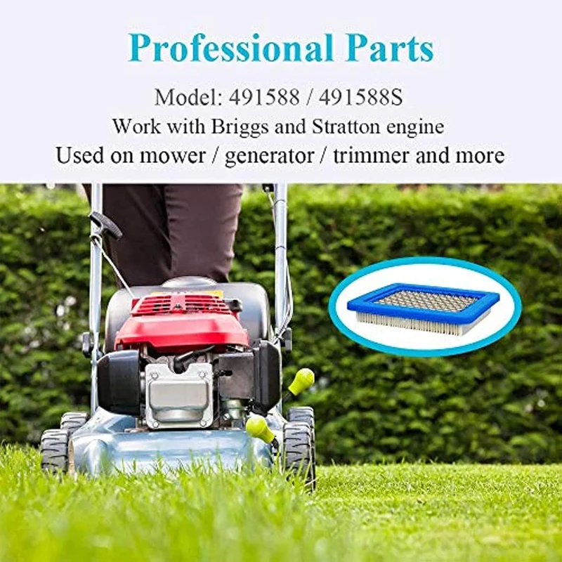 5 Packungen, 491588s Luftfilter, kompatibel mit Briggs And Stratton 491588, Toro 20332, Craftsman 3364, Premium-Rasenmäher-Luftreiniger