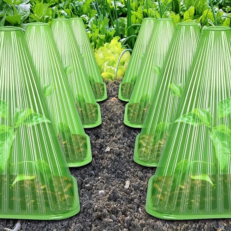 10 Packungen, Gartenglocken für Pflanzen, wiederverwendbare Glockenpflanzenabdeckung, Pflanzenabdeckungen zum Schutz vor Tieren, Schnecken, Vögeln, Hühnern, Insekten, 7.48" DX 8.26" H, grün