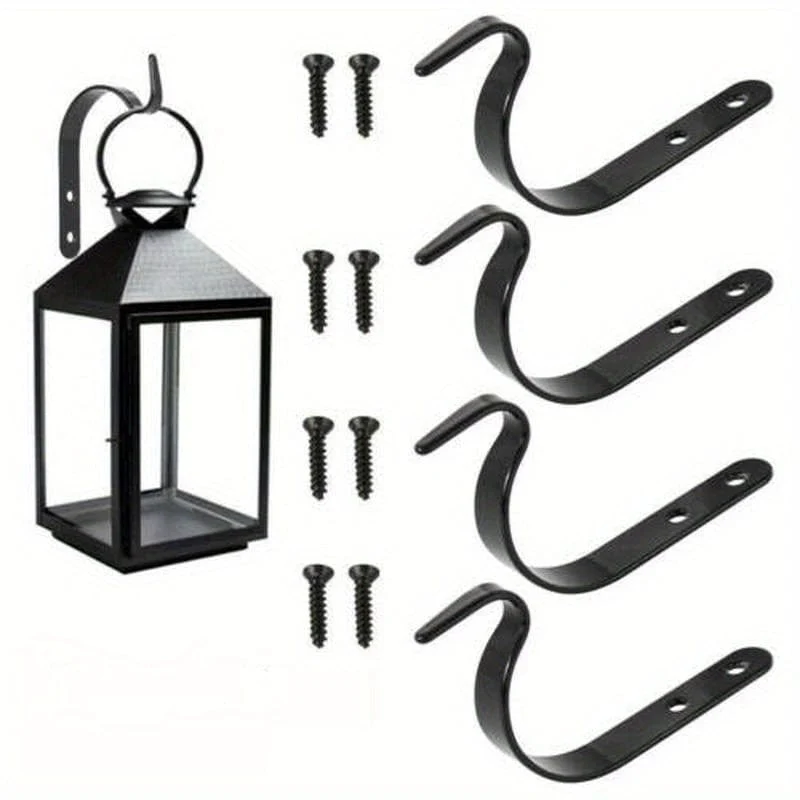4 Stück, rustikale Eisen-Wandhaken, robuste Metallhaken für Pflanzenaufhänger, Lichter und Kunstwerke, Vintage für Heimdekoration, Innen- und Außenschrauben