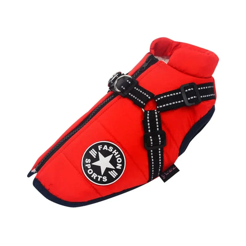 Haustier-Hundejacke mit Geschirr, warme Winter-Hundekleidung, wasserdichter Hundemantel für kleine große Hunde, Chihuahua, französische Bulldogge