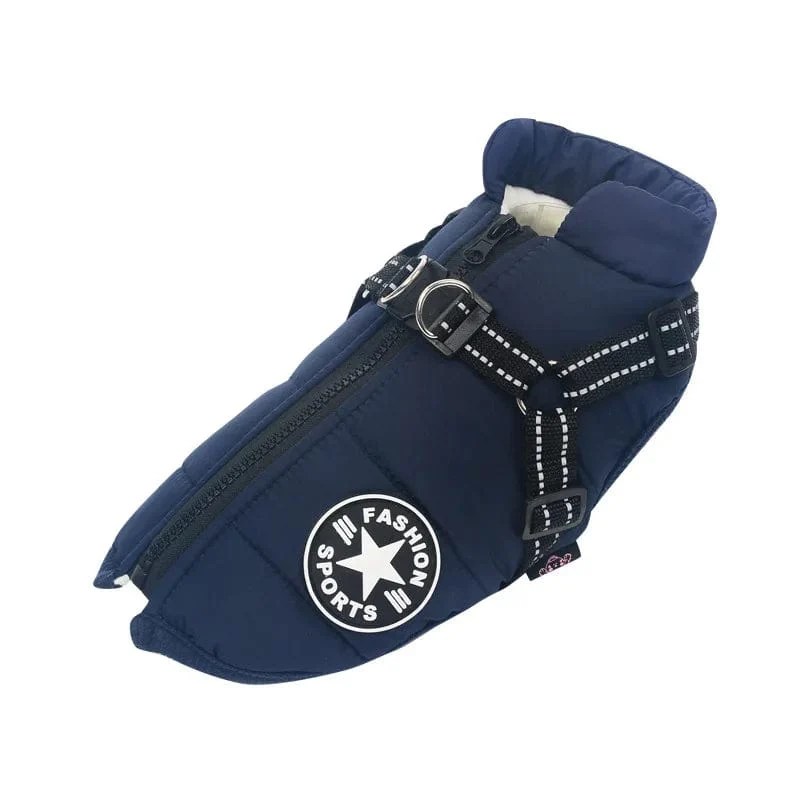 Große Haustier-Hundejacke mit Geschirr, warme Winter-Hundekleidung für Labrador, wasserdichter großer Hundemantel, Chihuahua, französische Bulldoggen-Outfits