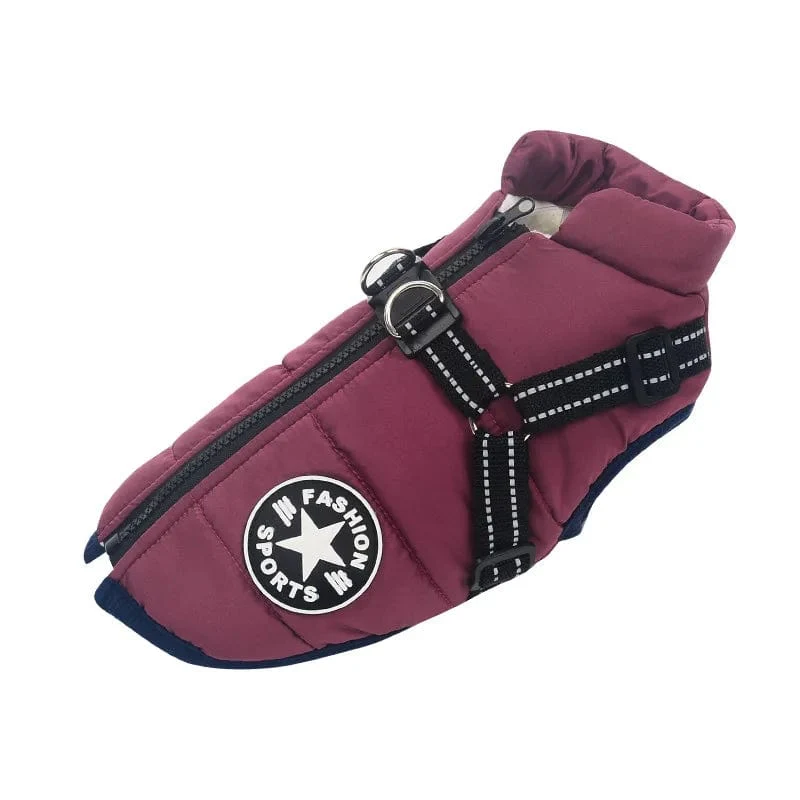 Große Haustier-Hundejacke mit Geschirr, warme Winter-Hundekleidung für Labrador, wasserdichter großer Hundemantel, Chihuahua, französische Bulldoggen-Outfits