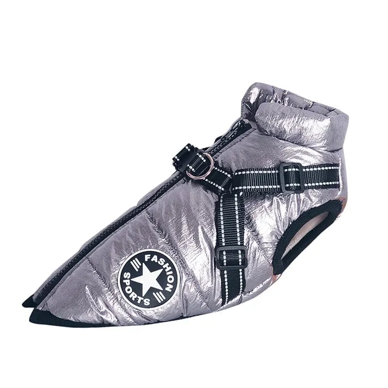 Große Haustier-Hundejacke mit Geschirr, warme Winter-Hundekleidung für Labrador, wasserdichter großer Hundemantel, Chihuahua, französische Bulldoggen-Outfits