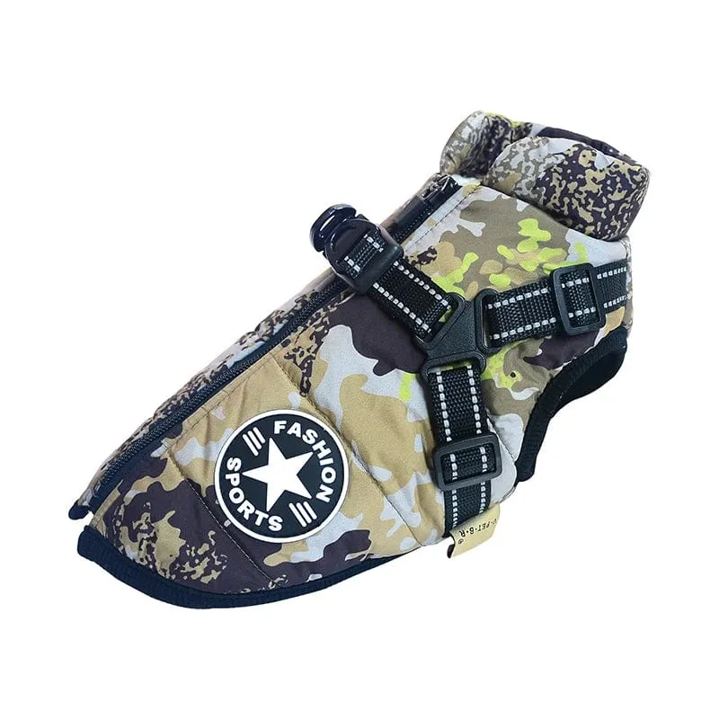 Große Haustier-Hundejacke mit Geschirr, warme Winter-Hundekleidung für Labrador, wasserdichter großer Hundemantel, Chihuahua, französische Bulldoggen-Outfits