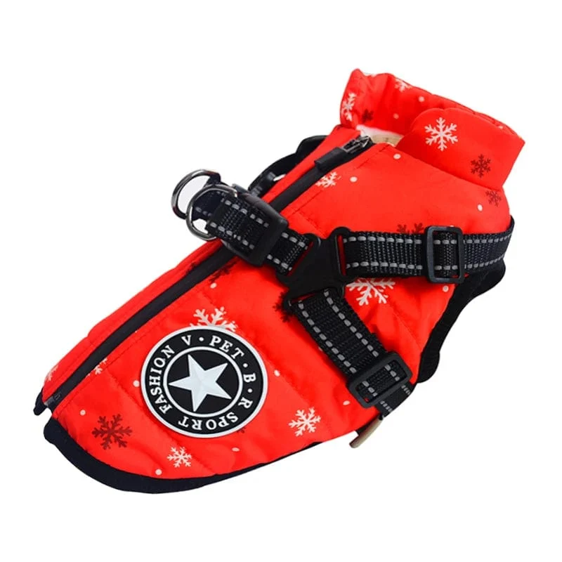 Große Haustier-Hundejacke mit Geschirr, warme Winter-Hundekleidung für Labrador, wasserdichter großer Hundemantel, Chihuahua, französische Bulldoggen-Outfits