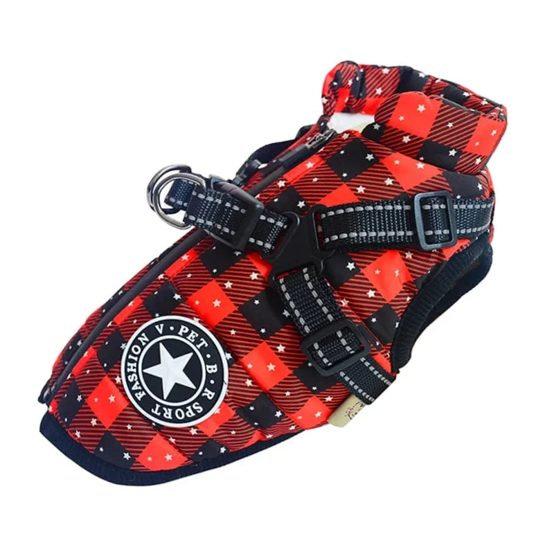 Große Haustier-Hundejacke mit Geschirr, warme Winter-Hundekleidung für Labrador, wasserdichter großer Hundemantel, Chihuahua, französische Bulldoggen-Outfits