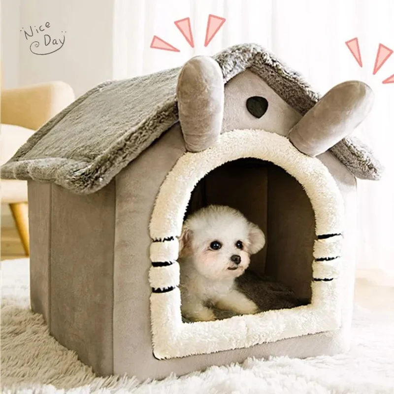 Katzen-/Hundebett, faltbares Haustier-Schlafbett, abnehmbares und waschbares Katzenhaus, Zwinger für Hundehütte, Katzennest im Innenbereich