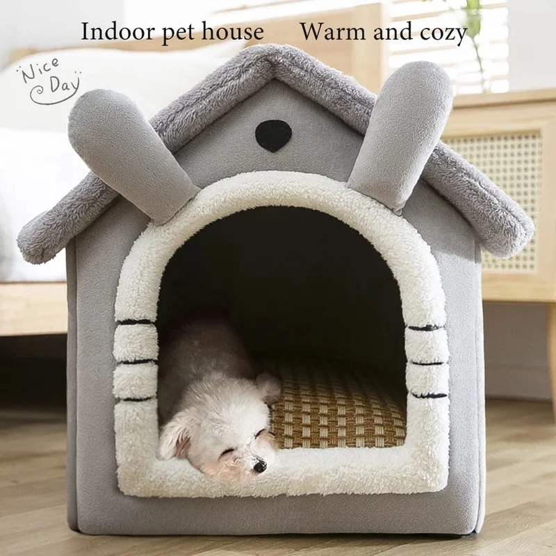 Katzen-/Hundebett, faltbares Haustier-Schlafbett, abnehmbares und waschbares Katzenhaus, Zwinger für Hundehütte, Katzennest im Innenbereich