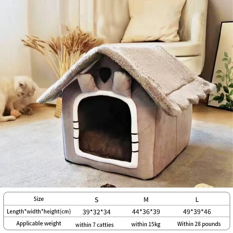 Katzen-/Hundebett, faltbares Haustier-Schlafbett, abnehmbares und waschbares Katzenhaus, Zwinger für Hundehütte, Katzennest im Innenbereich