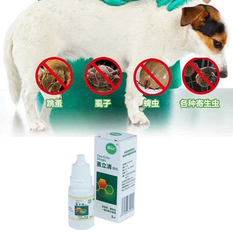 8ml Haustiere Hund Katze Anti-Floh Tropfen Insektizid Floh Läuse Insektenvernichter Flüssigkeit Insektenvernichter Spray für Haustier Hund Welpen Katze