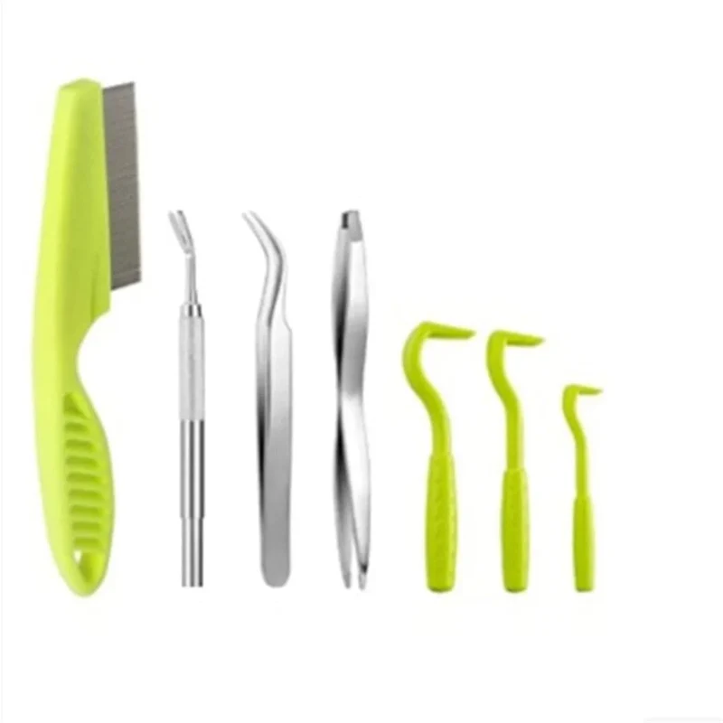 Zeckenentferner-Set für Hunde, einfach zu verwenden, Flohentfernungshaken, Pinzette für Hunde, Zeckenklemme, Haustiere, Katzen, Hunde, Miates, Flohextraktor, Zubehör