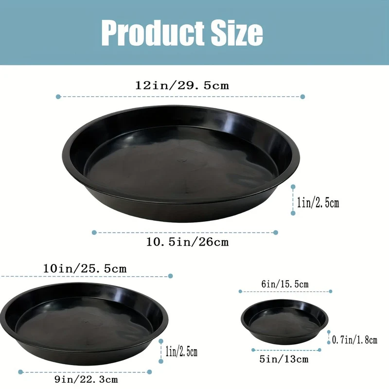 4 Packungen, 30.48 cm große Pflanzenuntersetzer, robuste Pflanzenuntersetzer 30.48 cm rund, Kunststoff-Pflanzenwasserschale für Töpfe, Pflanzenuntersetzer für den Innenbereich, Vogelbadschalen (schwarz)