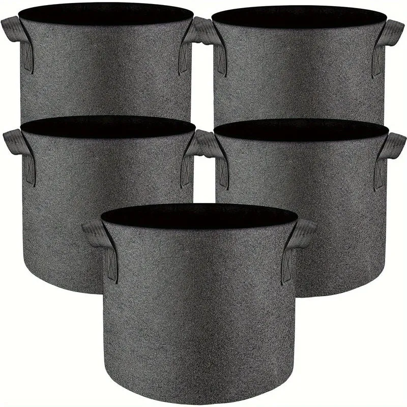 5 Stück, Pflanzbeutel, 18.93 l, Pflanzbeutel, Mehrzweck-Vliesstofftöpfe mit robusten Griffen, Gemüse, Obst, Blumen, Kräuter, Sukkulenten, Bonsai-Pflanzen, für Garten-Pflanztöpfe im Freien
