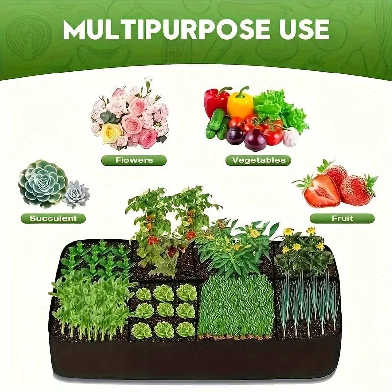 1 Stück erhöhte Gartenpflanzgefäße, rechteckiger, atmungsaktiver Pflanzbehälter, Pflanzbeutel, Stoff-Pflanztopf für Pflanzen, Gemüse, Blumen