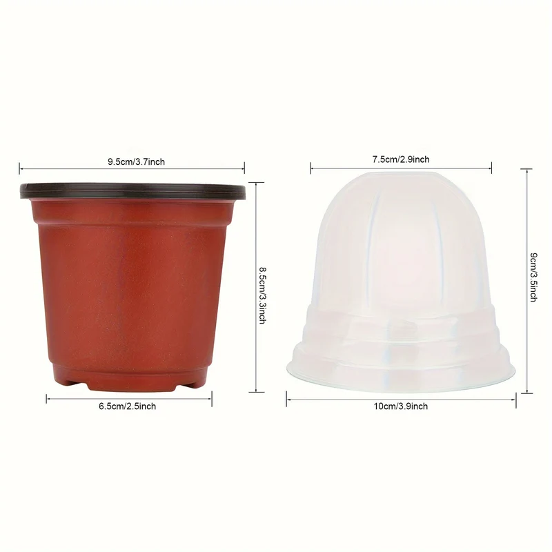 50 Packungen, Anzuchttöpfe für Pflanzen mit Feuchtigkeitskuppeln, 50 Sets 10.16 cm weiche Anzuchttöpfe (50 Töpfe + 50 durchsichtige Deckel), Saatgut-Startertöpfe, kleine Pflanzgefäße mit Abflusslöchern