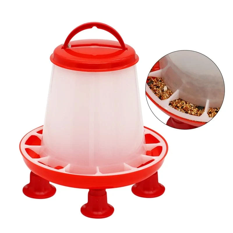 Neu 1.5 kg Huhn Ente Feeder Eimer Mit Bein Geflügel Lebensmittel Brunnen Huhn Küken Henne Deckel Griff Fütterung