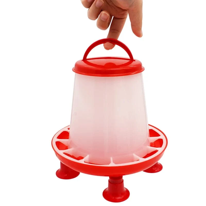 Neu 1.5 kg Huhn Ente Feeder Eimer Mit Bein Geflügel Lebensmittel Brunnen Huhn Küken Henne Deckel Griff Fütterung
