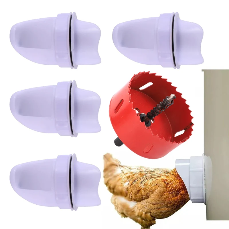 Hühnerfutterstation, Geflügelfütterungszubehör, DIY, regensicher, Geflügelfutterstation, Schwerkraftfutter-Set für Eimer, Fässer, Behälter, Tröge