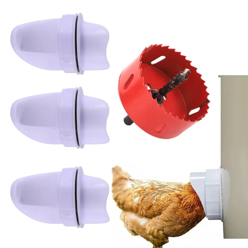 Hühnerfutterstation, Geflügelfütterungszubehör, DIY, regensicher, Geflügelfutterstation, Schwerkraftfutter-Set für Eimer, Fässer, Behälter, Tröge