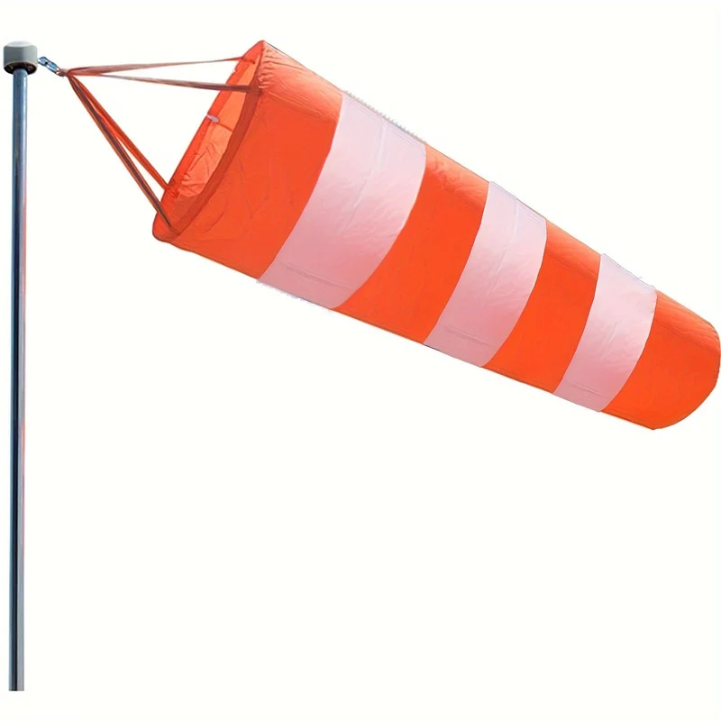 1 Stück orangefarbener Windsack für den Außenbereich mit reflektierendem Gürtel, Sockentasche für die Windmessung im Freien, Luftrichtungsanzeiger, hängender Streifen-Windsack, Luftfahrt-Windsack zur Anzeige von Windrichtung und -stärke